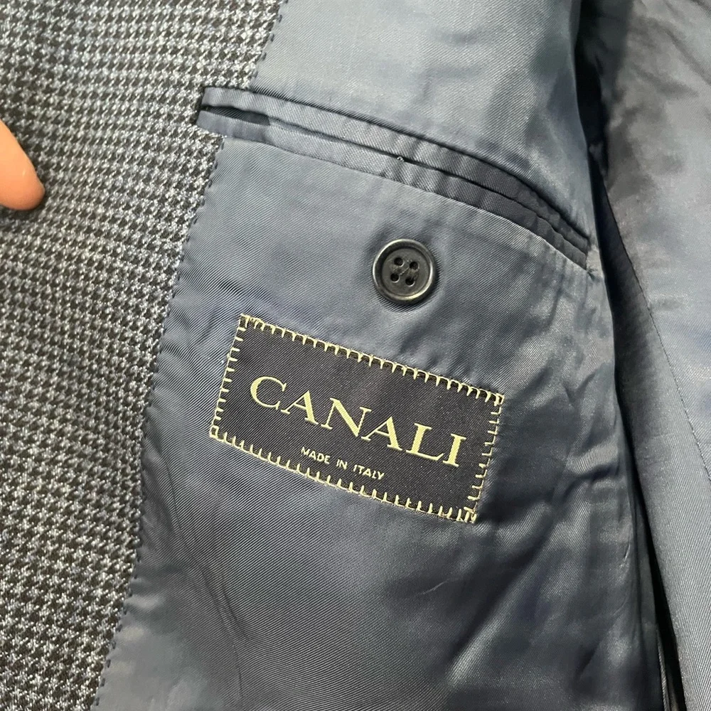 Canali x Boyds Blue Houndstooth Virgin Wool Blazer‎ Sz. 56